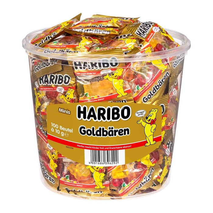 HARIBO Goldbären Minibeutel Fruchtgummi 1,0 kg, 100 St.