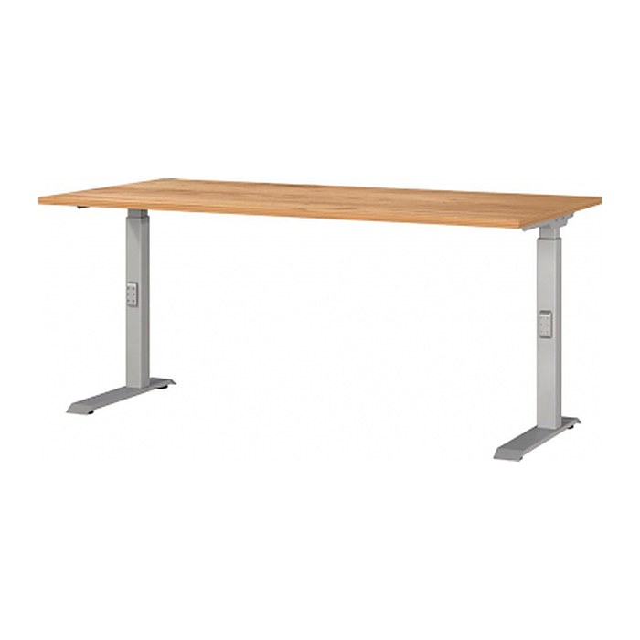 GERMANIA DOWNEY höhenverstellbarer Schreibtisch navarra-eiche rechteckig, C-Fuß-Gestell silber 160,0 x 80,0 cm