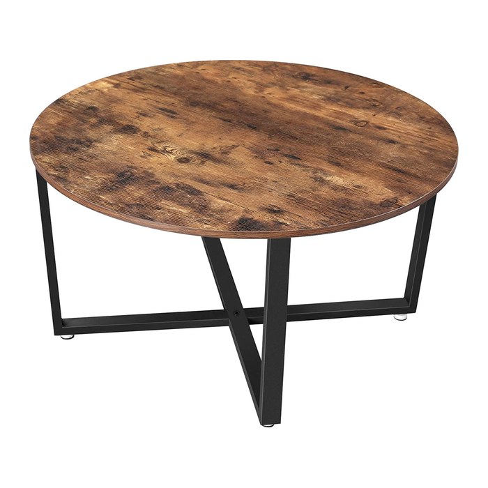 VASAGLE Couchtisch rund Spanplatte braun 88,0 x 88,0 x 47,0 cm, 1 St.