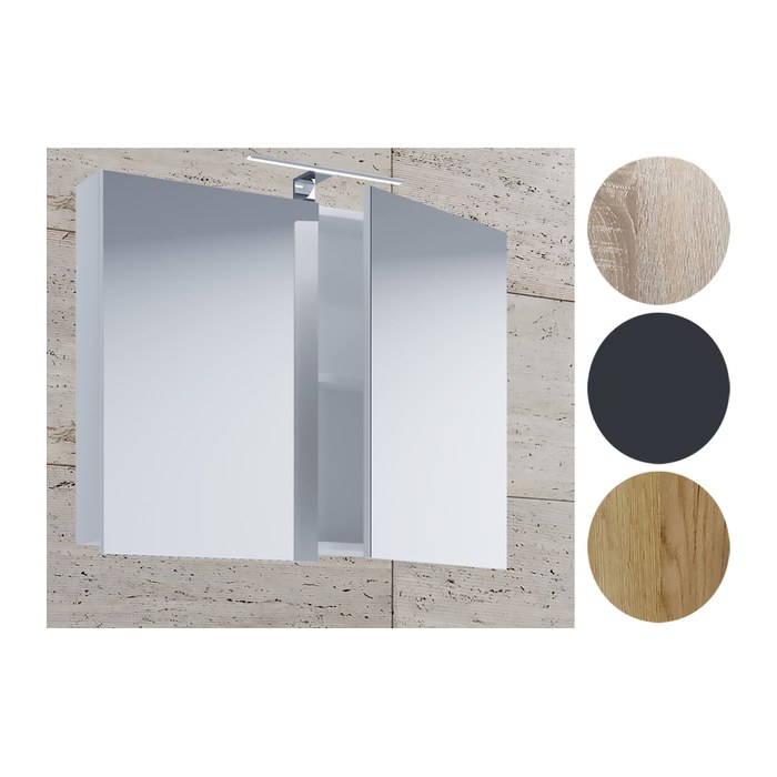 VCM my bath Spiegel mit Beleuchtung VCB 1 914879 sonoma-eiche 60,0 x 12,0 x 59,2 cm