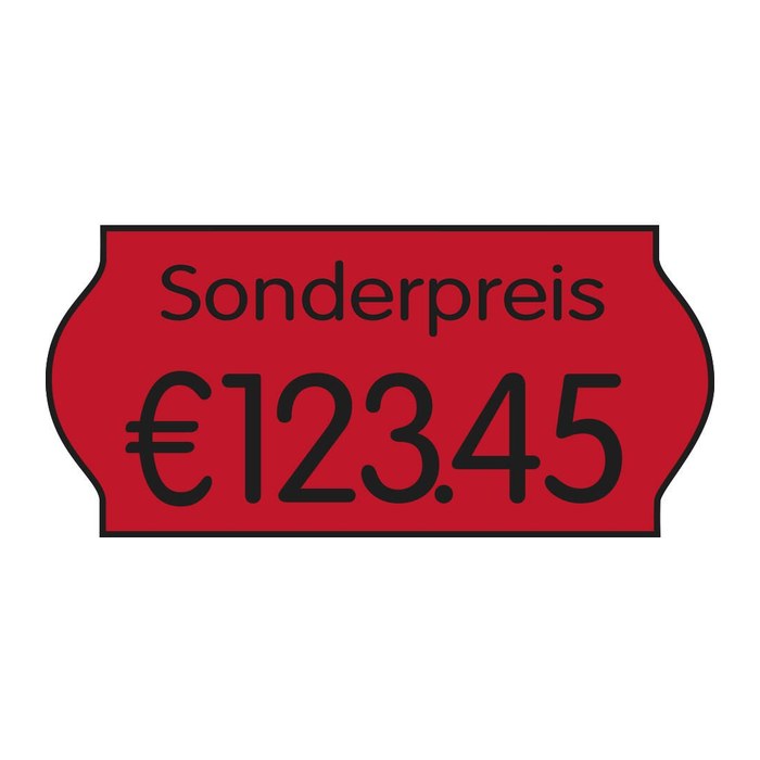 CreenLine Preisetiketten leuchtrot permanent 22,0 x 12,0 mm, 18 Rollen