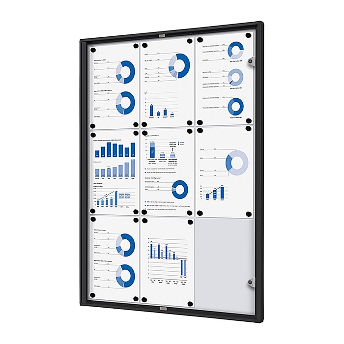 Showdown® Displays Schaukasten Economy schwarz 9x DIN A4 71,1 x 2,6 x 96,3 cm, 1 St.
