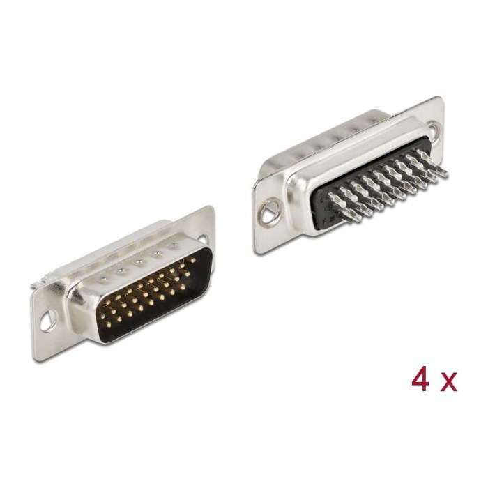 DELOCK D-Sub HD 26 Pin Stecker Metall, Lötversion, 4 Stück