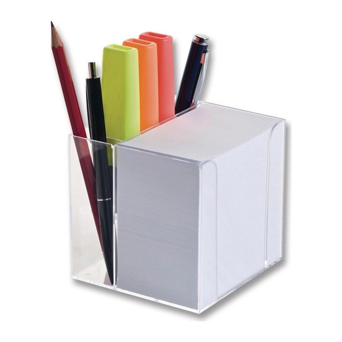 folia Zettelbox mit Stiftehalter transparent inkl. 700 Notizzettel weiß, 1 St.