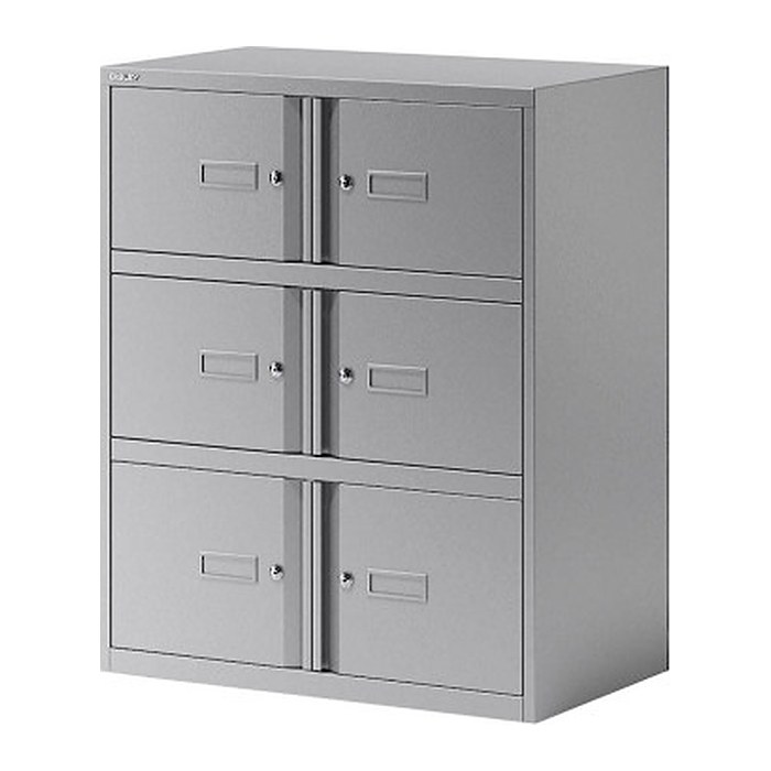 BISLEY Schließfachschrank Essentials silber YELD0810355, 6 Schließfächer 80,0 x 47,0 x 100,0 cm