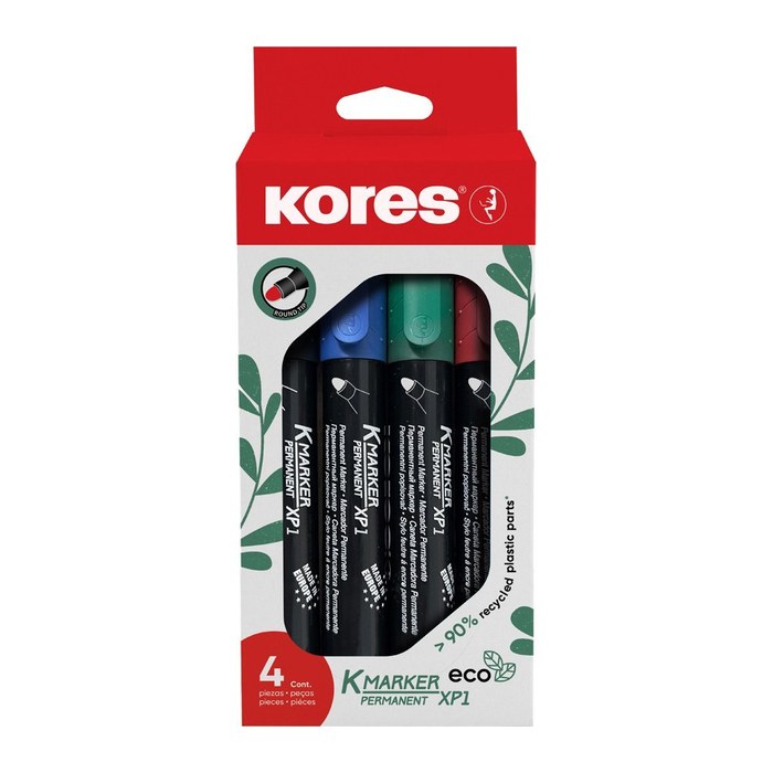 Kores® ECO XP1 Permanentmarker farbsortiert 3,0 mm, 4 St.