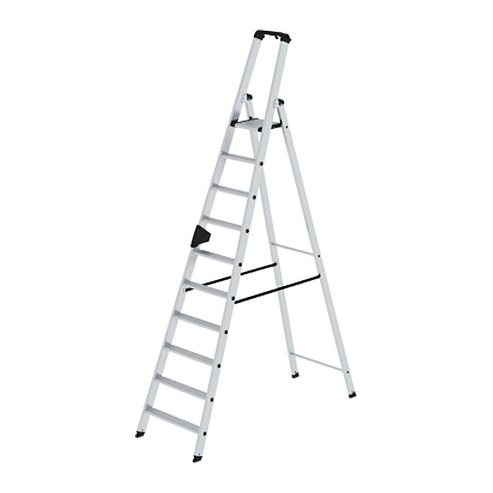 MUNK Stehleiter einseitig 40110 silber 10 Stufen, H: 298,0 cm