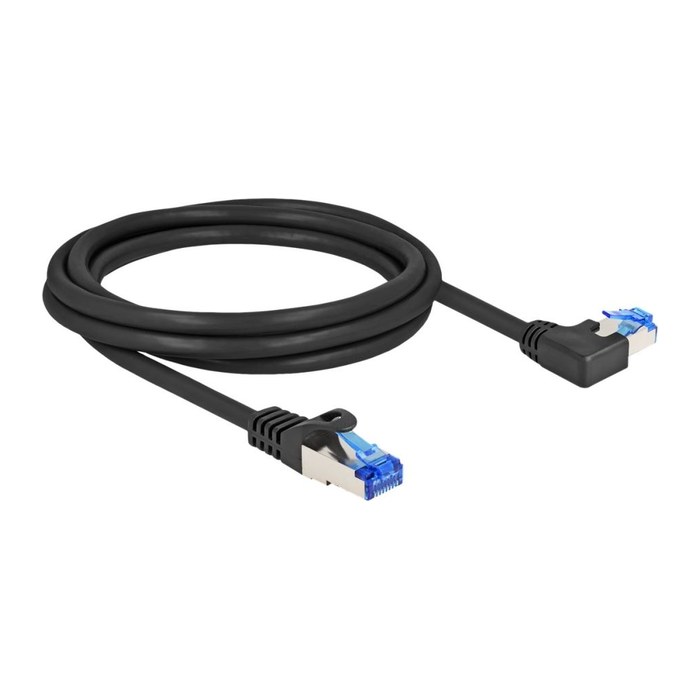 DELOCK RJ45 NWK Cat.6A S/FTP gerade gewinkelt 2m schwarz