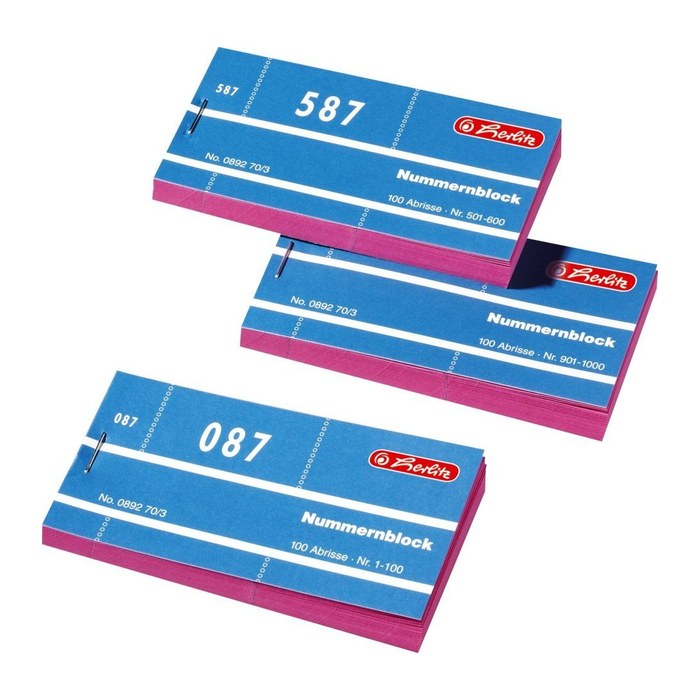 herlitz Doppelnummernblöcke 1-1000, farbsortiert, 10 Blöcke