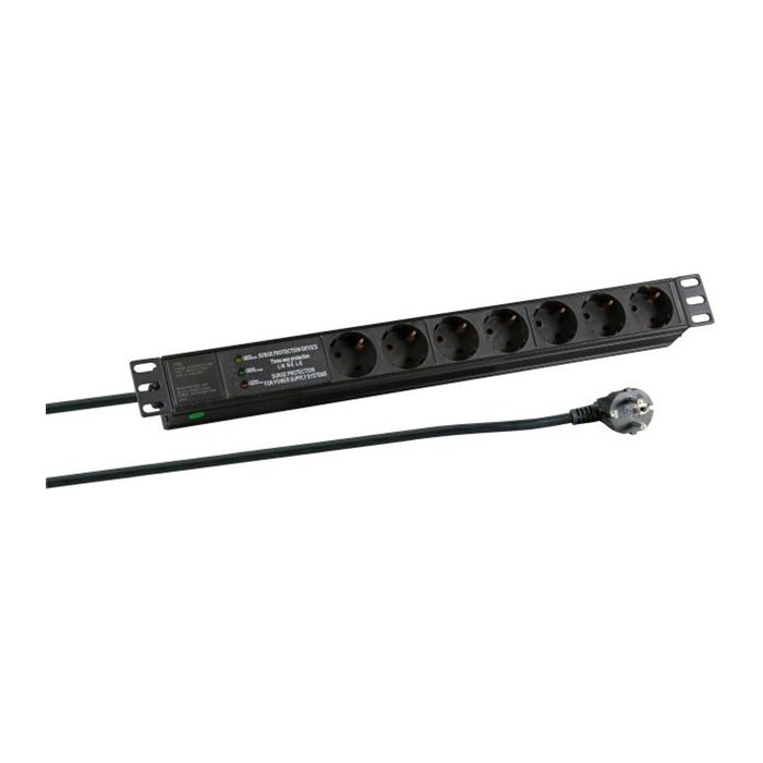 EFB 19" 1HE Steckdosenleiste 7xCEE 7/3, ÜSS, Alu grau