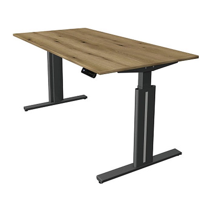 Kerkmann Move 3 elegant elektrisch höhenverstellbarer Schreibtisch eiche rechteckig, T-Fuß-Gestell grau 160,0 x 80,0 cm
