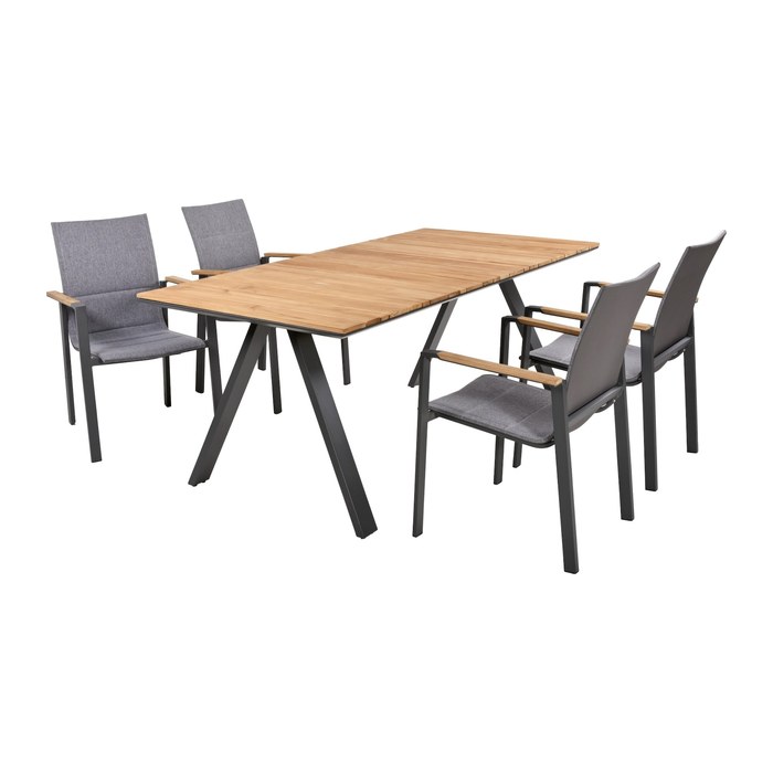 Garden Pleasure Sitzgruppe DAVINA grau, anthrazit Kunststoff, Metall, 5-teilig