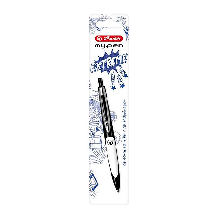 herlitz Kugelschreiber my.pen schwarz/weiß, Schreibfarbe: blau, 1 St.