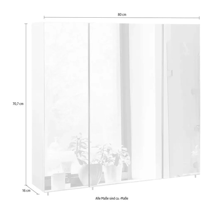 MÖBELPARTNER Spiegelschrank Basic 134107 weiß glanz 80,0 x 16,0 x 70,7 cm