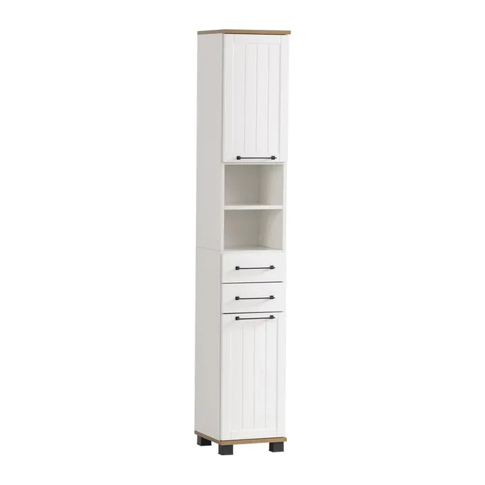MÖBELPARTNER Badschrank Jelda 154220 eiche landhaus, weiß 30,3 x 32,6 x 180,9 cm