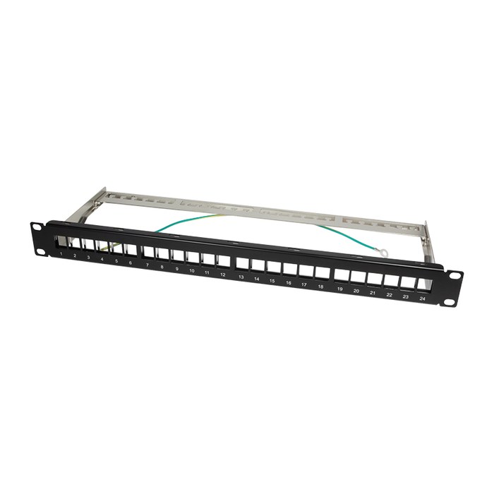 Logilink Keystone Patchpanel 19", 24 Module, leer, schw.