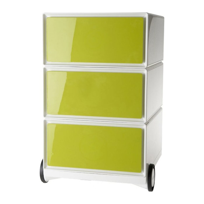 PAPERFLOW easyBox Rollcontainer weiß, grün 3 Auszüge 39,0 x 43,6 x 64,2 cm
