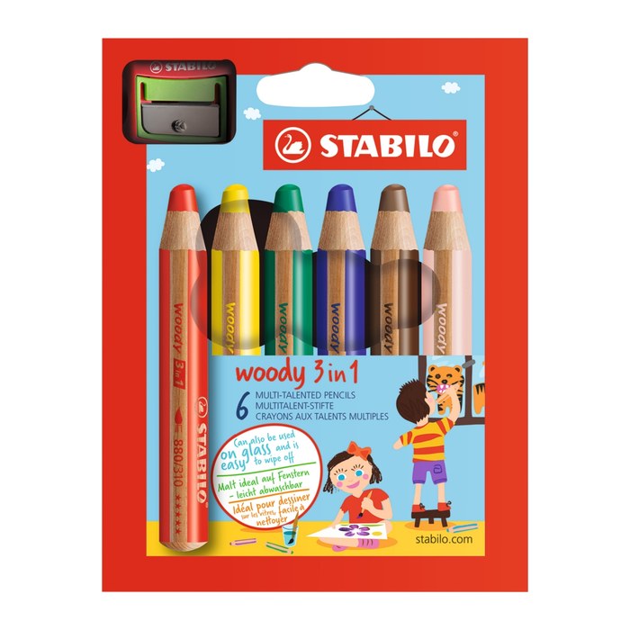 STABILO woody 3 in 1 Malset farbsortiert, 6 St.