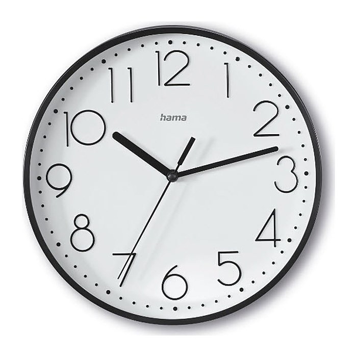 hama Wanduhr Salina weiß schwarz Kunststoff, Ø 22,0 cm