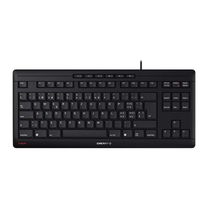 CHERRY STREAM Tastatur Wired CH 1.80m TKL 80% schwarz/grau