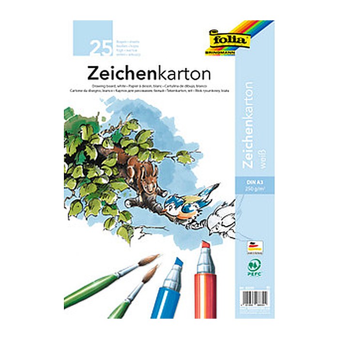 folia Tonpapier Zeichenkarton weiß 250 g/qm 25 St.