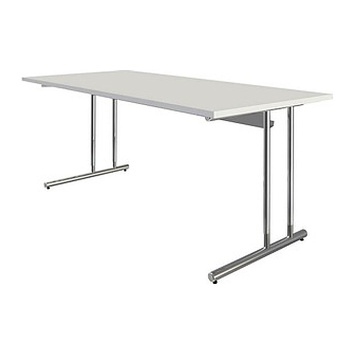 Kerkmann Schreibtisch weiß rechteckig, C-Fuß-Gestell chrom 180,0 x 80,0 cm
