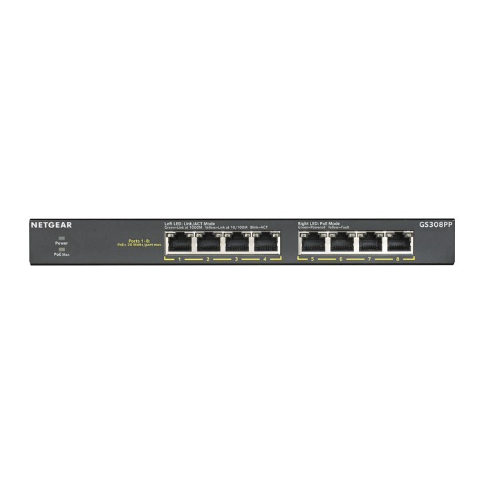 NETGEAR Switch 8x GE GS308PP unmanaged, lüfterlos