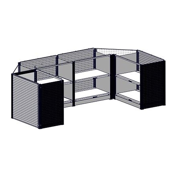 SCHULTE Thekenmodul-Set MULTIplus U-Form, ohne Arbeitsplatte, lichtgrau, schwarz 357,2 x 78,0 x 100,7 cm