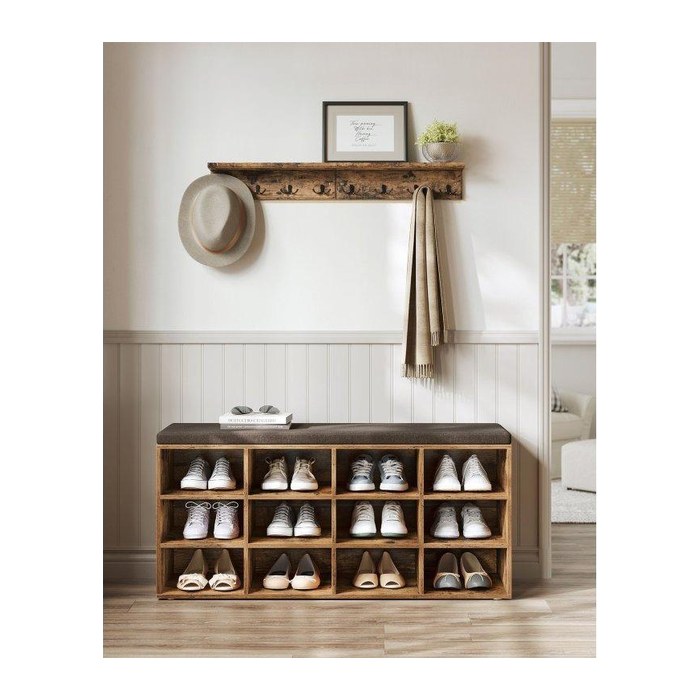 VASAGLE Schuhbank LHS012B01 vintagebraun, dunkelbraun Holz 104,0 cm