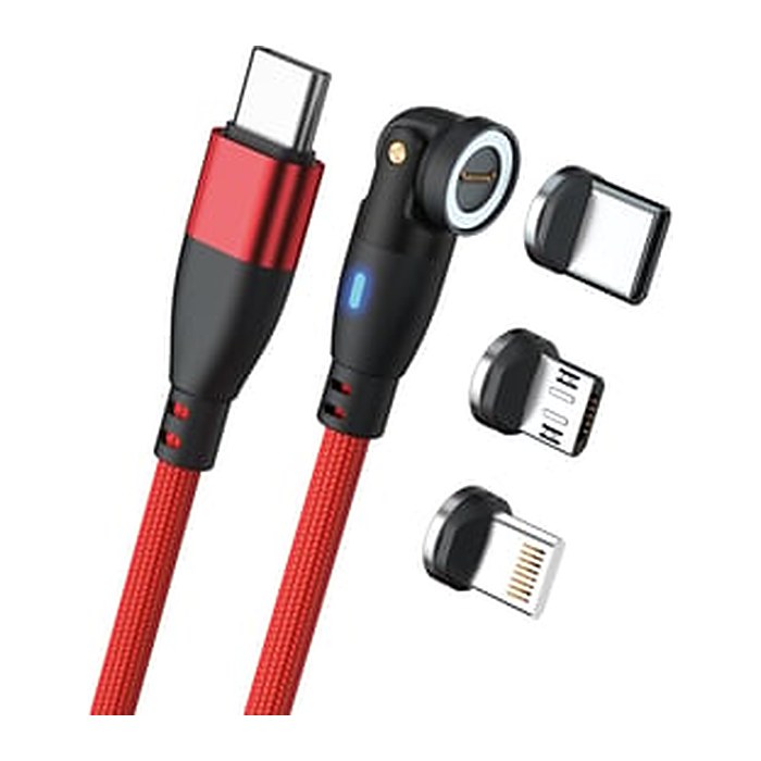 RealPower Magnetic cable 100 Watt,1m,rot mit Adaptern