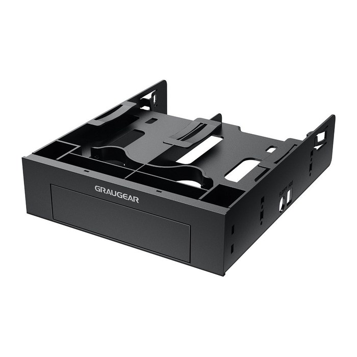 GRAUGEAR Einbaurahmen für 2x 2,5" & 3,5" HDD/SSD in 5,25"