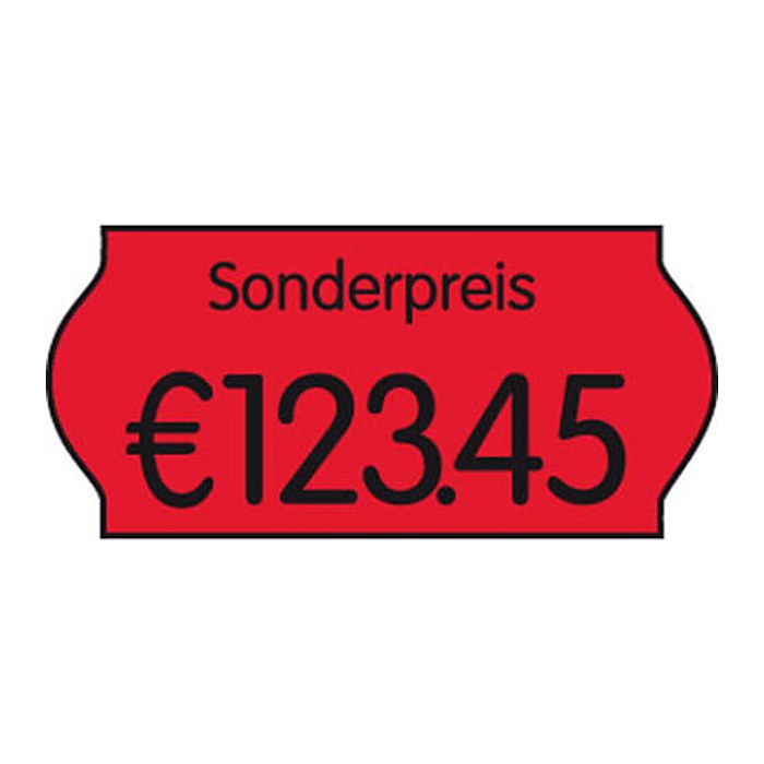 METO Preisetiketten leuchtrot permanent 26,0 x 12,0 mm, 18 Rollen