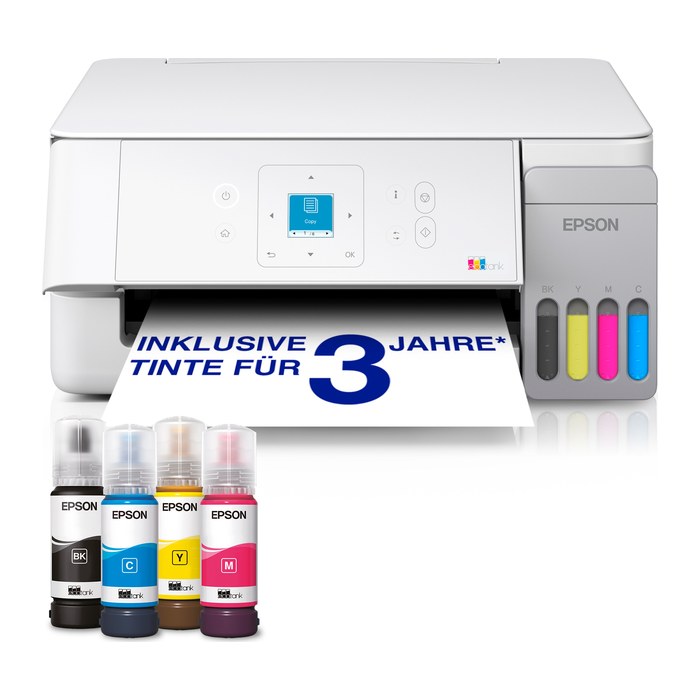AKTION: EPSON EcoTank ET-2926 3 in 1 Farb-Tintenstrahl-Multifunktionsdrucker weiß mit 40 Euro CashBack