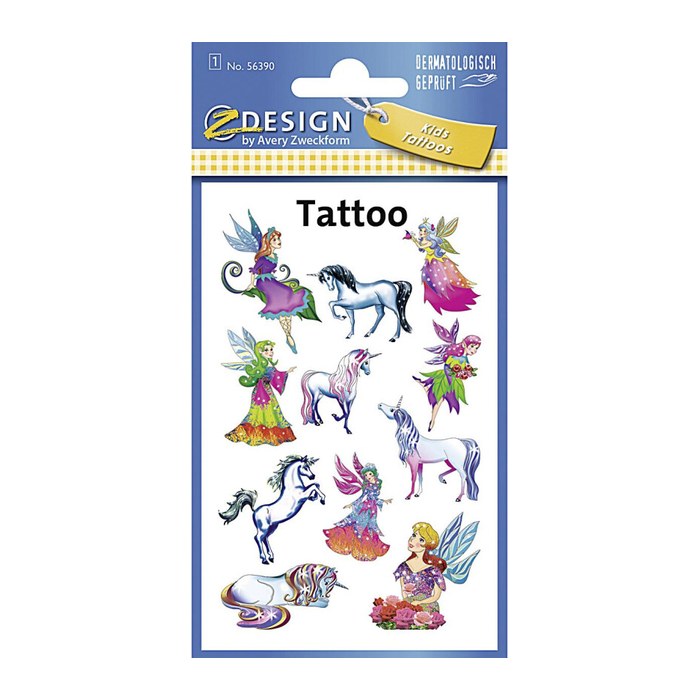 AVERY Zweckform Klebetattoo 56390 Elfen, Einhörner, 11 Etiketten