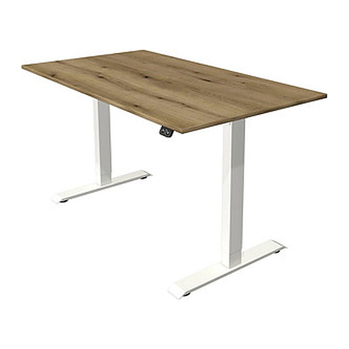 Kerkmann Move 1 elektrisch höhenverstellbarer Schreibtisch eiche rechteckig, T-Fuß-Gestell weiß 140,0 x 80,0 cm