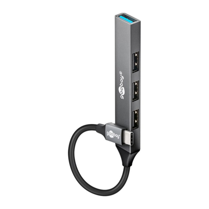 goobay USB-Hub Slim 4-fach grau
