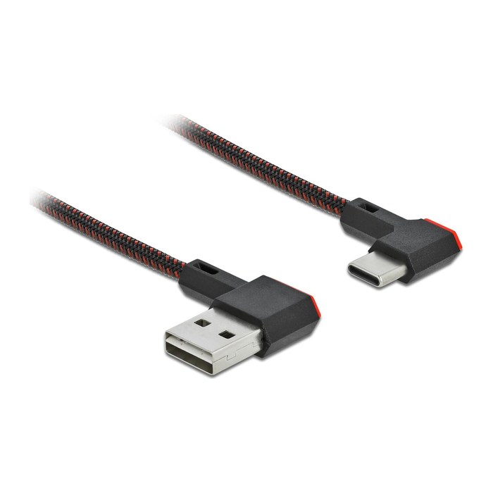 DELOCK USB-A 2.0 Stecker < USB-C Stecker gewinkelt 0,2m SW