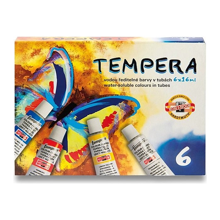 KOH-I-NOOR Temperafarben farbsortiert 6x 16 ml