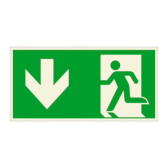 SafetyMarking® Rettungszeichen-Aufkleber "Notausgang links abwärts" rechteckig 30,0 x 15,0 cm, 1 St.