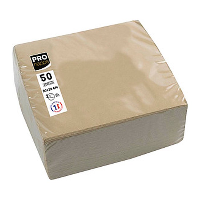 PROnappe Servietten beigebraun 2-lagig 20,0 x 20,0 cm, 50 St.