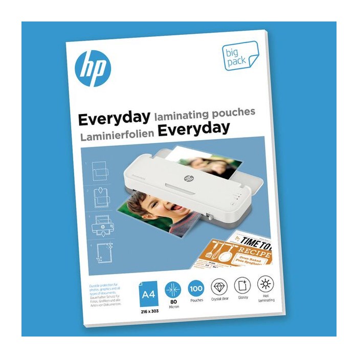 HP Laminierfolien Everyday glänzend für A4 80 micron, 100 St.
