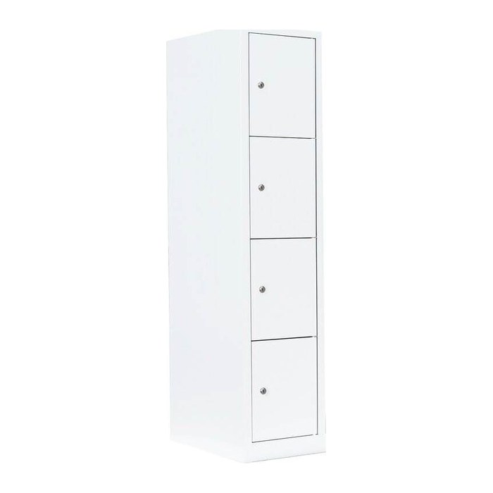 LÜLLMANN Schließfachschrank signalweiß 523417, 4 Schließfächer 41,5 x 50,0 x 180,0 cm