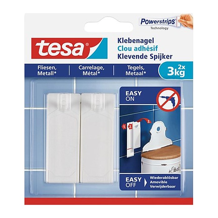 tesa Powerstrips Klebenägel für max. 3,0 kg, 2,4 x 6,4 cm, 2 St.