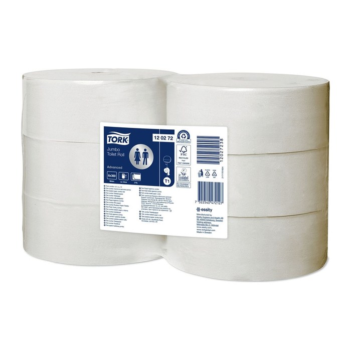 TORK Toilettenpapier T1 Advanced 2-lagig Recyclingpapier, 6 Rollen