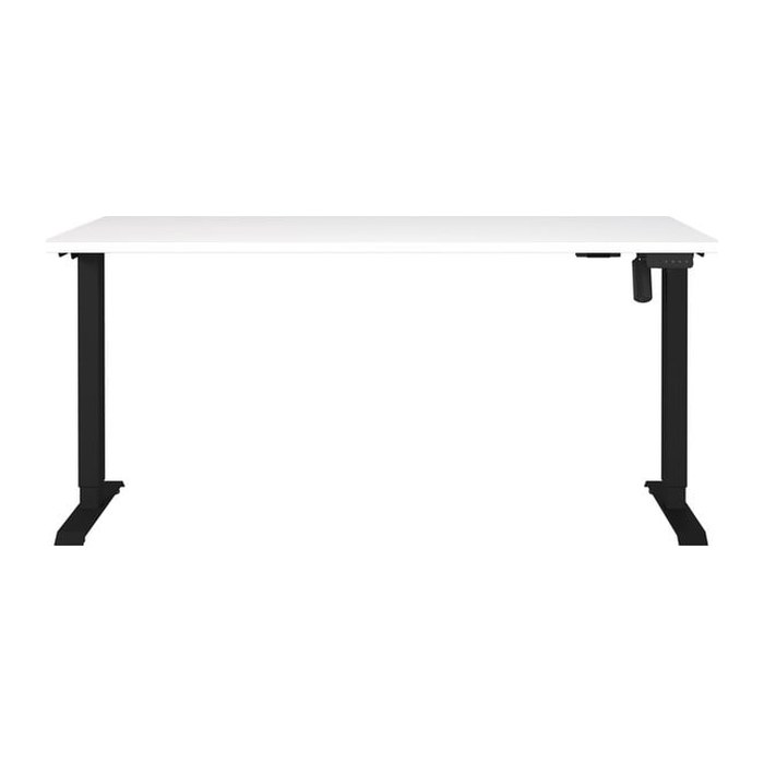 GERMANIA Boras höhenverstellbarer Schreibtisch weiß rechteckig, T-Fuß-Gestell schwarz 160,0 x 80,0 cm