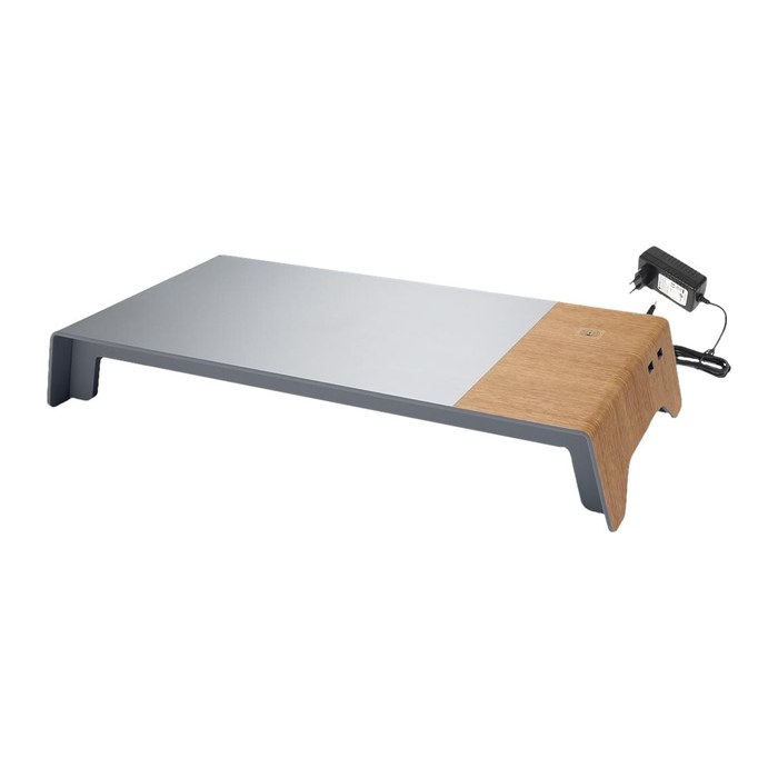 SIGEL Monitorständer Smartstyle USB silber/holzfarben
