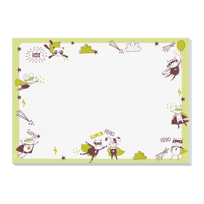 SIGEL Schreibtischunterlage Little Heroes hellgrün Papier 42,0 x 29,7 cm, 30,0 Blatt
