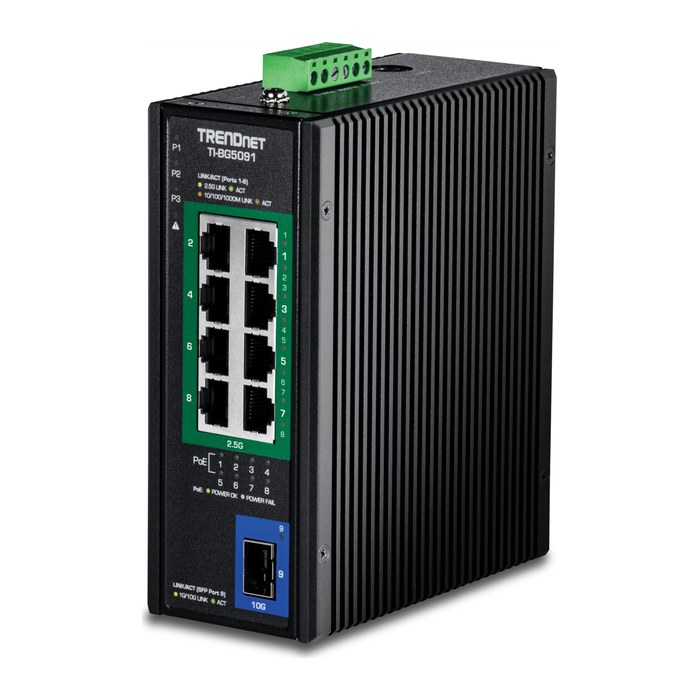 TRENDnet Industrial Switch 9-Port 2.5G PoE++ 1SFP+ DIN-Rail