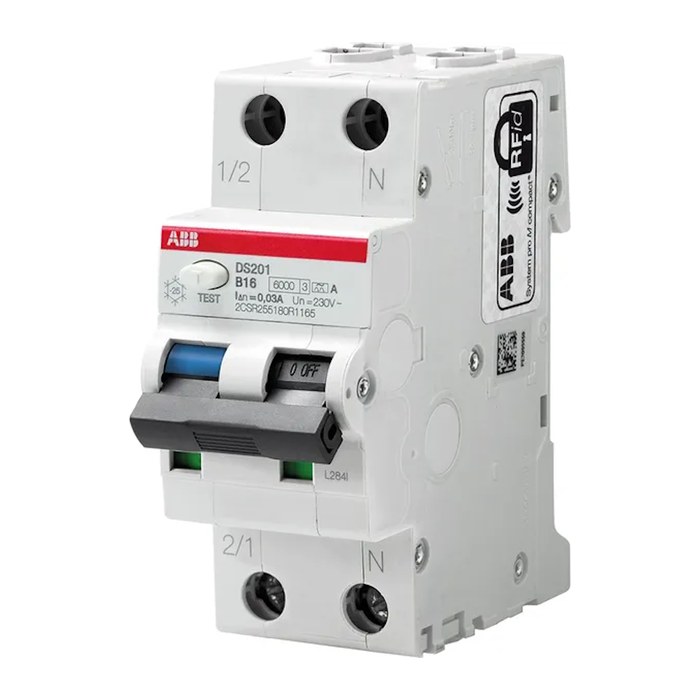 ABB FI/LS-Schalter DS201 B16 A30 16 A, Typ B, 30 mA, 2-polig, 1 St.