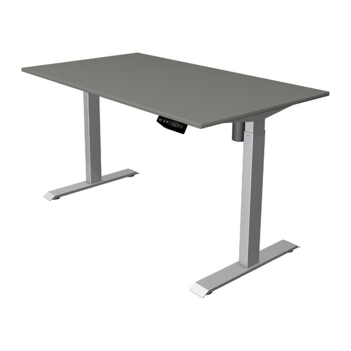 Kerkmann Move 1 elektrisch höhenverstellbarer Schreibtisch weiß rechteckig, T-Fuß-Gestell silber 100,0 x 60,0 cm
